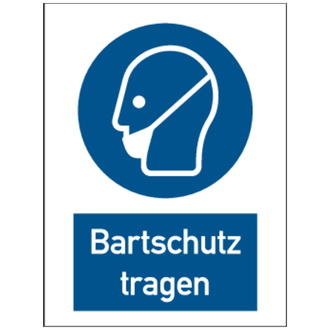 Kombischild Symbol: Bartschutz tragen Text: Bartsc - 100x150 mm, Folie selbstklebend