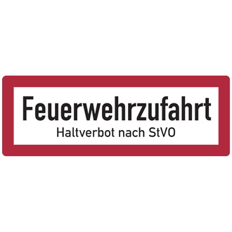 Feuerwehrschild, Feuerwehrzufahrt Haltverbot - DI - 594x210x2 mm Aluminium 2 mm