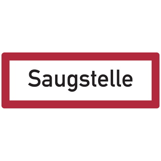 Feuerwehrschild, Saugstelle - DIN 4066 - 420x148x0.6 mm Aluminium geprägt