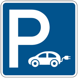 Parkplatzschild, Elektrofahrzeuge, 600 x 600 mm, Alum - 600x600x2 mm Aluverbund