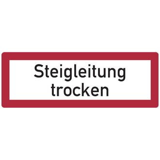 Feuerwehrschild, Steigleitung trocken - DIN - 297x105x0.45 mm Aluminium geprägt