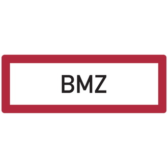 Feuerwehrschild, BMZ (Brandmeldezentrale), 297x105x0.45 mm Aluminium geprägt