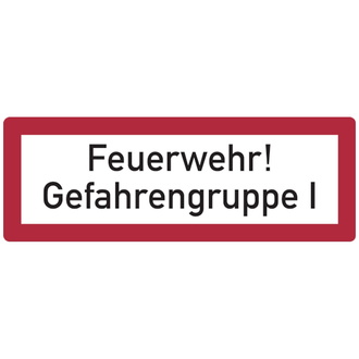 Feuerwehrschild, Feuerwehr! Gefahrengruppe - 297x105x0.45 mm Aluminium geprägt