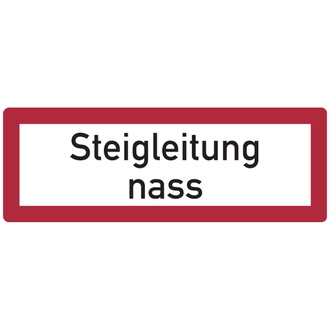 Feuerwehrschild, Steigleitung nass - DIN 4066 - 297x105 mm, Folie selbstklebend