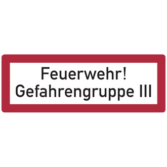 Feuerwehrschild, Feuerwehr! Gefahrengruppe - 297x105x0.45 mm Aluminium geprägt