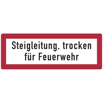 Feuerwehrschild, Steigleitung, trocken für Feuerwe - 297x105 mm, Folie selbstklebend