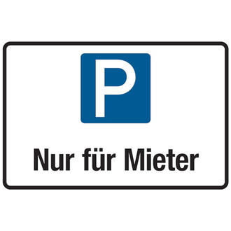 Parkplatzschild, Nur für Mieter, 200 x 300 mm, Aluver - 300x200x2 mm Aluverbund