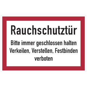 Feuerwehrschild, Rauchschutztür - angelehnt an DIN - 200x150 mm, Folie selbstklebend