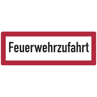 Feuerwehrschild, Feuerwehrzufahrt - DIN 4066 - 594x210x2 mm Aluminium 2 mm