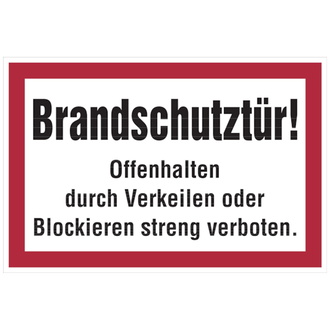 Feuerwehrschild, Brandschutztür - angelehnt an DIN - 300x200 mm, Folie selbstklebend