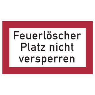 Feuerwehrschild, Feuerlöscher Platz nicht v - 200x120x0.45 mm Aluminium geprägt