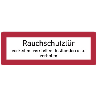 Feuerwehrschild, Rauchschutztür verkeilen, verstell - 210x74 mm, Folie selbstklebend