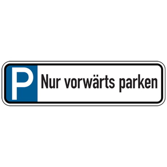 Parkplatzkennzeichen, Nur vorwärts parken, 150 x 550 - 550x150x2 mm Aluverbund