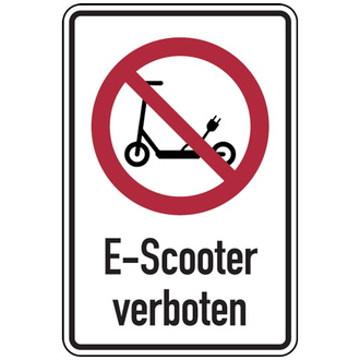 Verbotsschild, Kombischild, E-Scooter verboten - prax - 200x300x2 mm Aluverbund