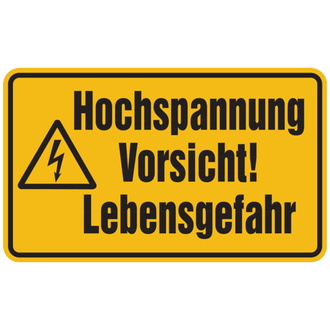 Warnschild, Hochspannung Vorsicht! Lebensge - 200x120x0.45 mm Aluminium geprägt