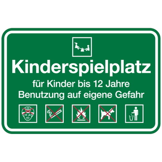 Hinweisschild, Spielplatzschild, Kinderspielplatz bis - 600x400x2 mm Aluverbund