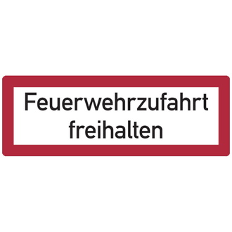 Feuerwehrschild, Feuerwehrzufahrt freihalten - DIN 40 - 594x210x2 mm Aluverbund