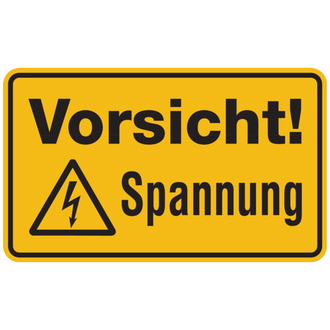 Warnschild, Vorsicht! Spannung - 200x120x0.45 mm Aluminium geprägt