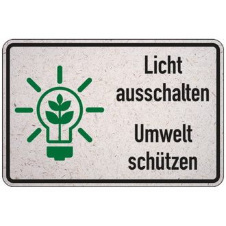 Licht ausschalten, Umwelt schützen - 300x200 mm Graspapier