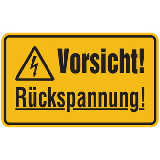 Vorsicht! Rückspannung! - 200x120 mm, Folie selbstklebend