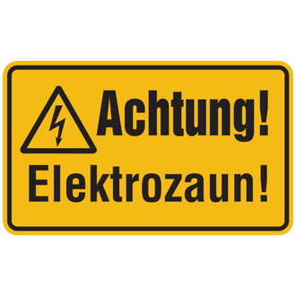 Warnschild, Achtung! Elektrozaun!, 120 x 200 mm, Ku - 200x120x1.5 mm Kunststoff