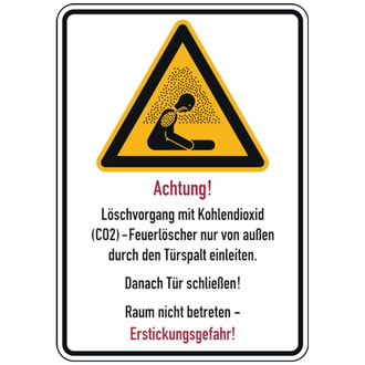 Warnschild, Kombischild, Löschvorgang durch Türspa - 148x210 mm, Folie selbstklebend