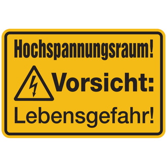 Warnschild, Hochspannungsraum! Vorsicht: Le - 300x200x0.45 mm Aluminium geprägt