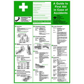 Aushang, Anleitung zur Ersten Hilfe bei Unfällen, 410x595x1.5 mm Kunststoff