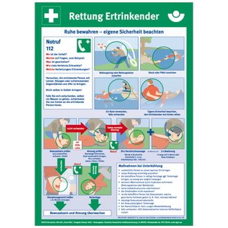 Aushang, Rettung Ertrinkender, DGUV Information - 297x420x0.6 mm Aluminium glatt