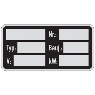 Typenschild, 6 Freifelder - Bund = 50 Stk. - 50x25 mm, Folie selbstklebend