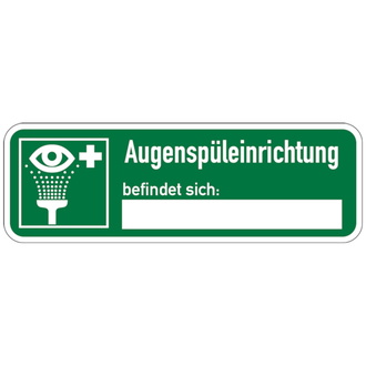 Rettungszeichen, Augenspüleinrichtung befindet sich - 180x60 mm, Folie selbstklebend