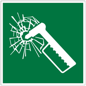 Rettungszeichen, Notfallhammer E025 - ASR A1.3 (DI - 100x100 mm, Folie selbstklebend