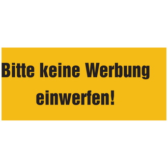 Bitte keine Werbung einwerfen gelb - 100x40 mm, Folie selbstklebend