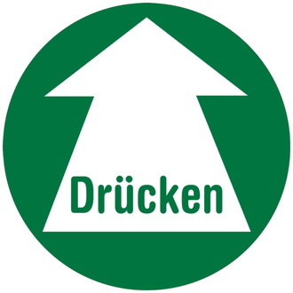 Türschild, Drücken, grün, lnl, Ø 100 mm - 100 mm, Folie selbstklebend, lnl