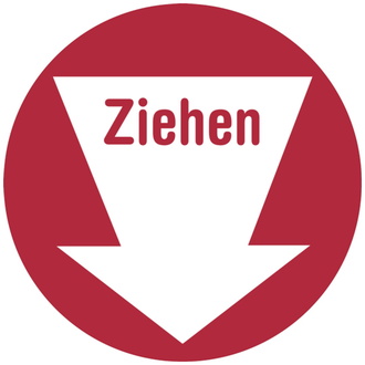 Türschild, Ziehen, rot, lnl, Ø 100 mm - 100 mm, Folie selbstklebend, lnl