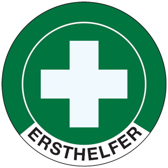 Symbol Erste Hilfe und Text: Ersthelfer Durchmesser: 40 - 40 mm, Folie selbstklebend