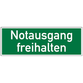 Rettungszeichen, Wortschild Notausgang freihalten - 300x105x0.45 mm Aluminium geprägt