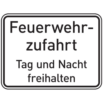 Feuerwehrschild, Feuerwehrzufahrt - 600x450x2 mm Aluminium 2 mm, reflektierend