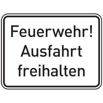 Feuerwehrschild, Feuerwehr Ausfahr - 600x450x2 mm Aluminium 2 mm, reflektierend