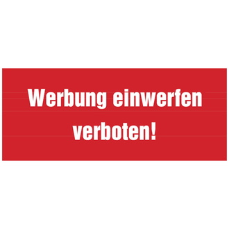 Türschild, Werbung einwerfen verboten!, 40 x 100 mm - 100x40 mm, Folie selbstklebend