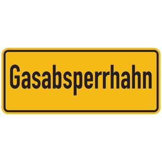 Hinweisschild, Gasabsperrhahn, 100x240mm, F - 240x100x0.45 mm Aluminium geprägt