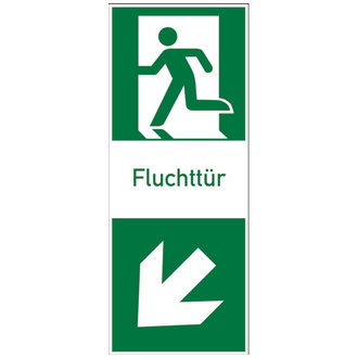 Rettungszeichen, Fluchttür (Klinke links) - 100x250 mm, Folie selbstklebend, lnl