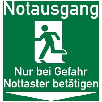 Rettungszeichen, Notausgang Nur bei Gefahr No - 150x150 mm, Folie selbstklebend, lnl