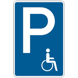 Parkplatzschild, (Symbol Rollstuhlfahrer), 630x42 - 420x630x2 mm Aluminium 2 mm