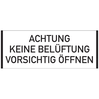 Hinweisschild, Achtung keine Belüftung, 150x350mm, - 350x150 mm, Folie selbstklebend