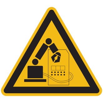 Warnung vor Gefahren im Greifraum - 100 mm, Folie selbstklebend