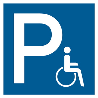 Parkplatzschild, Symbol Rollstuhlfahrer, Fo - 250x250x0.45 mm Aluminium geprägt