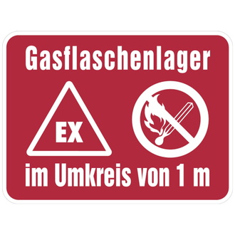 Hinweisschild, Gasflaschenlager, 300 x 400 m - 400x300x0.6 mm Aluminium geprägt