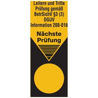 Prüfplakette Leitern und Tritte Prüfung gemäß BetrS - 40x100 mm, Folie selbstklebend