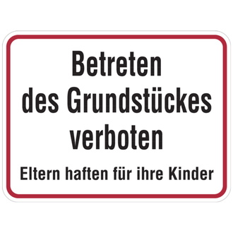 Hinweisschild, Betreten des Grundstücks verboten - 400x300x0.6 mm Aluminium geprägt